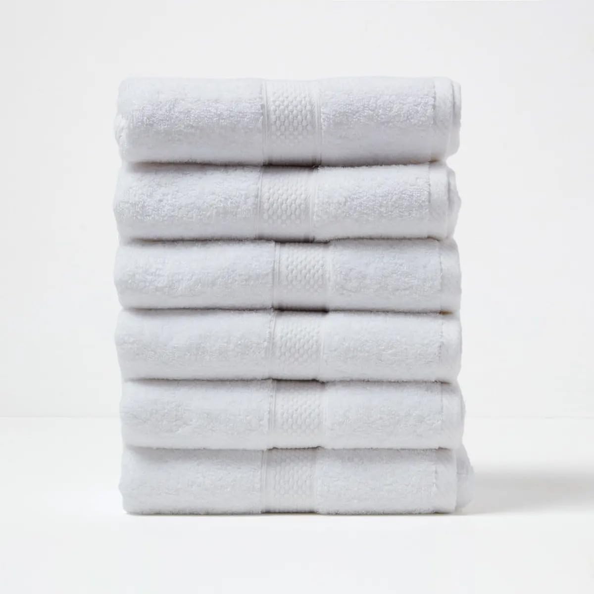 Serviettes 50x90 cm en coton blanc lot de 6 essuie-mains de qualite premium