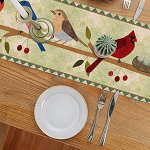 Seliem Summer Birds Tree Branches Table Runner Cardinal Home Kitchen Dining Decor Spring Seasonal Farmhouse Decorations Indoor Outdoor Party Supply 13 x 72 Inch