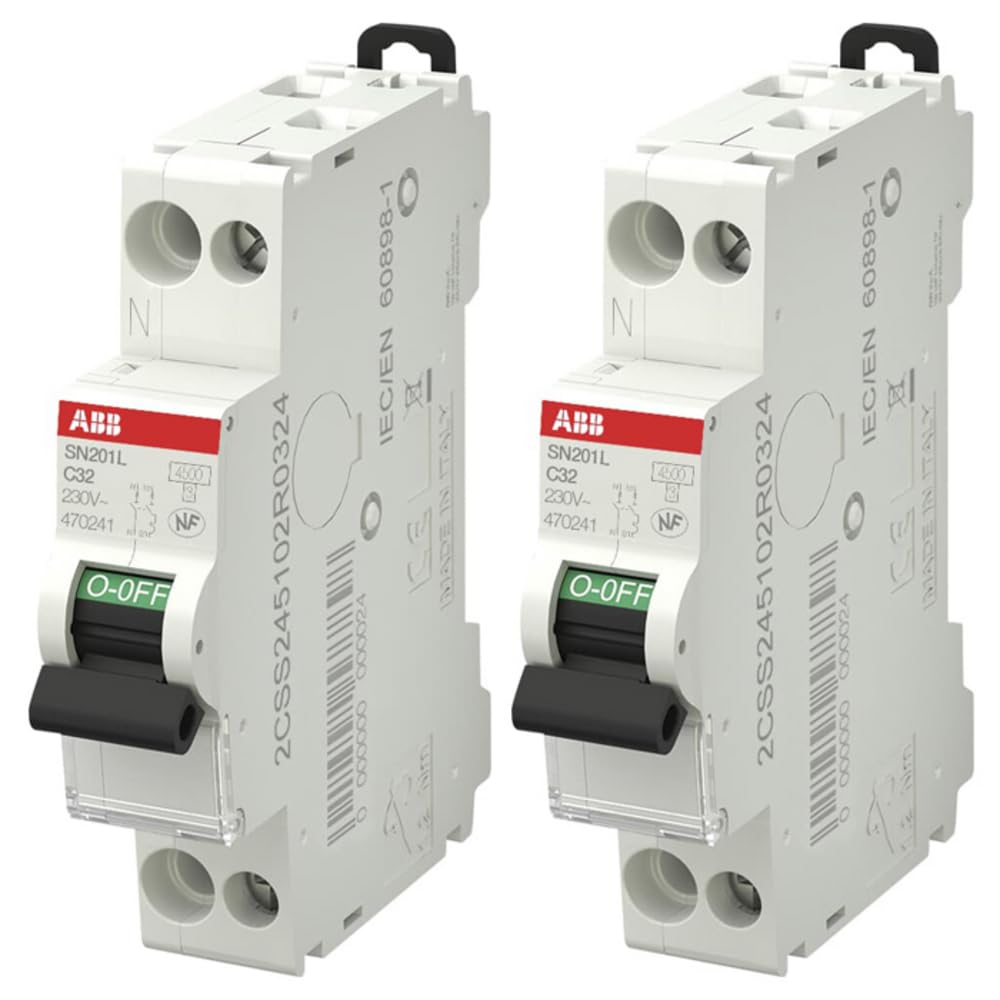 ABB Lot de 2 disjoncteurs Ph+N raccordement Vis 32A-4,5Ka - Courbe C