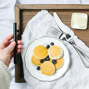 Decorative Ottoman Serving Tray Wooden Rustic (Set of 2), Brown | Black Sleek Metal Handles | 4 Matching Coasters | Coffee Table Decor | Serving Kitchen Platter | for All Occasions Decorative Ottoman Serving Tray Wooden Rustic Set of 2 Brown Black Sleek Metal Handles 4 Matching Coasters Coffee Table Decor Serving Kitchen Platter for All Occasions