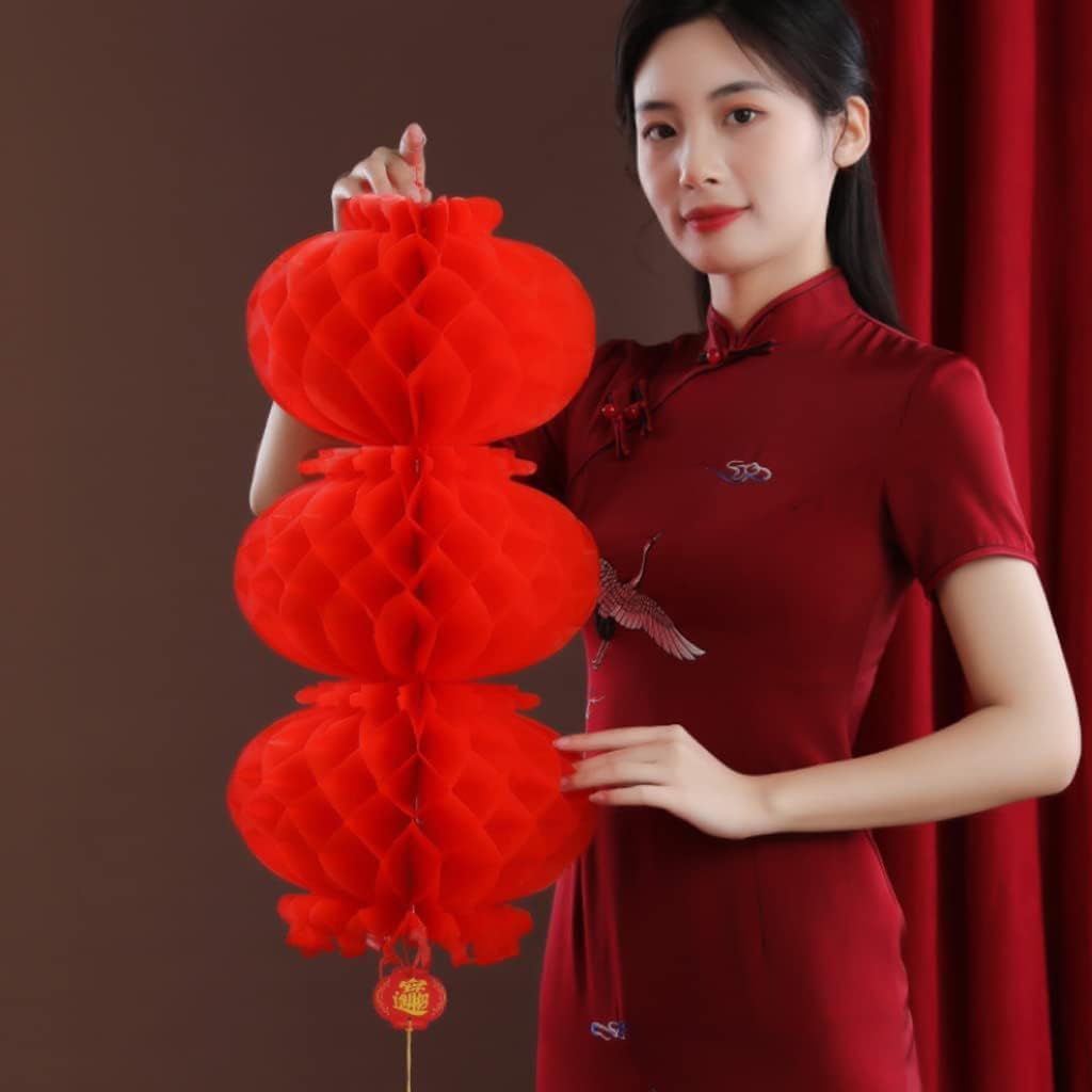 LIOONS 3 Strings 10 Pieces Chinese Lanterns, Red Lanterns Paper Lantern Lamp Chinese Spring Festival Mid-Autumn Festival Lantern