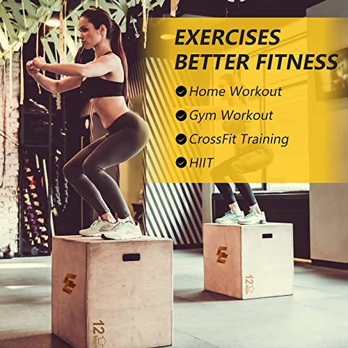 Holleyweb 3 In 1 Wood Plyo Box,Plyometric Jump Box Non-Slip For Skipping,Jumping,Box Jump,Squats,Dips,Rounded Corners For Safety #TOP4