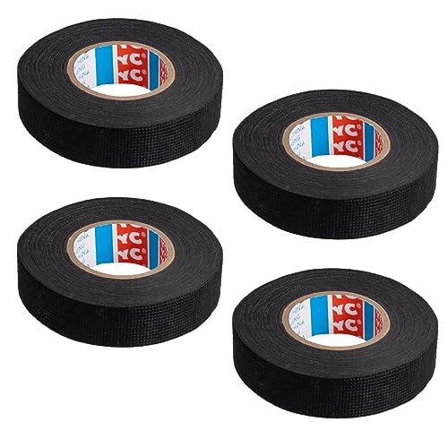 testyu 4 Rolls Wiring Harness Tape, Wiring Loom Tape 1.9CM x 15M Heat Resistant Adhesive Cloth Fabric Cable Looms, Reduce Noise Heat Resistant Insulation Black