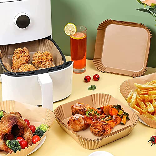 Air Fryer Disposable Paper Liner Square, 150Pcs 9 Inch Large Air Fryer Paper Liner, Non-Stick Parchment Paper Pads Oil Resistant, Waterproof, Food Grade Baking Paper For Roasting Microwave #TOP7