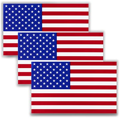 American Flag Decal Window Clings 3 Pack Vinyl Car Decals Static Non Adhesive Stickers 3 x 5 Inches Ideal for Home, Vehicles, Trucks, RV, Jeep Windshields and Rear Windows