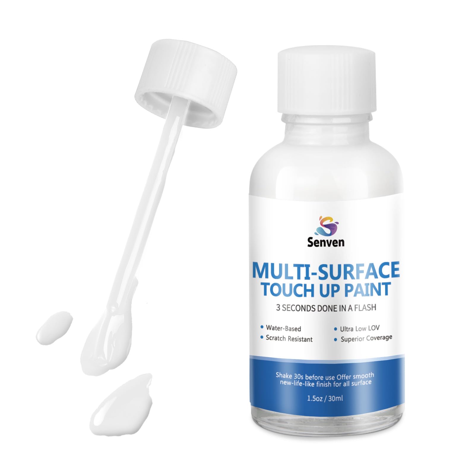 White Touch Up Paint High-Gloss Multi Surface Acrylic White Touch Up Paint Pen Scratch Repair for Metal,Walls,Cabinets,Appliances,Wood,Door,Furniture,Enamel 1.5 Fl Oz