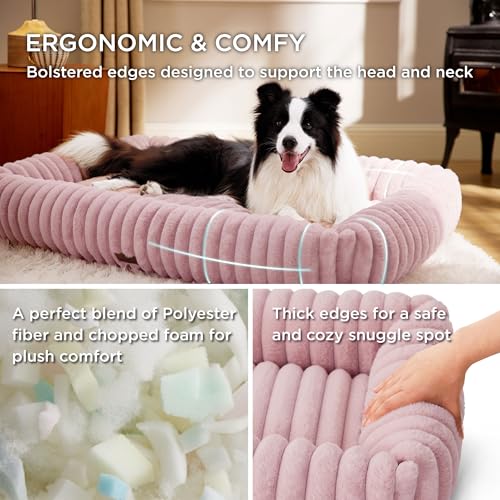 Image of Bedsure ComfyFleece Cute XL Dog Beds for Extra Large Dogs,43in Blush Pink