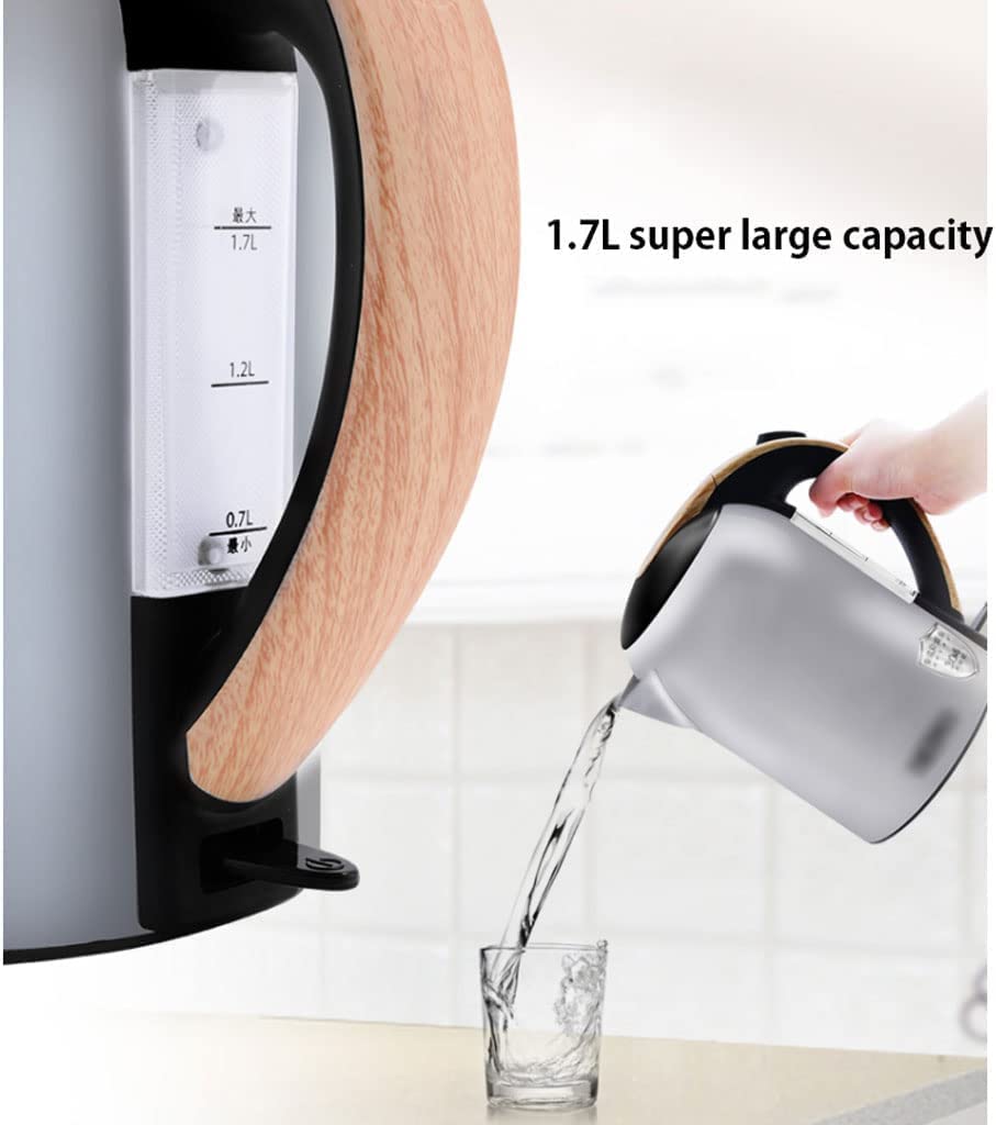 Bollitore elettrico, bollitore elettrico senza fili, a cottura rapida, bollitore per acqua calda in acciaio inox da 1,7 l, con spegnimento automatico, facile da usare
