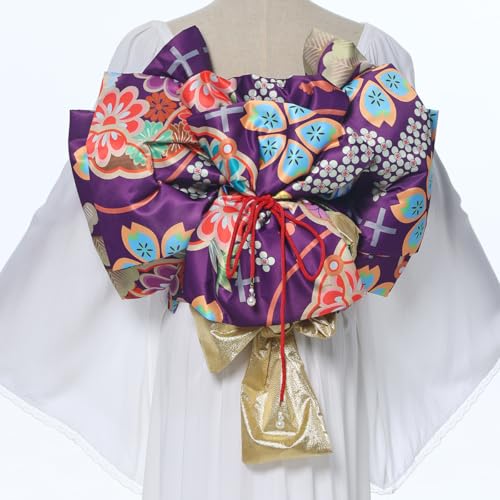 CAMDOM Japanese Kimono Pre Tied Oversized Bow Sakura Obi Belt Luxury Waistband Sash Yukata Robe Accessories2