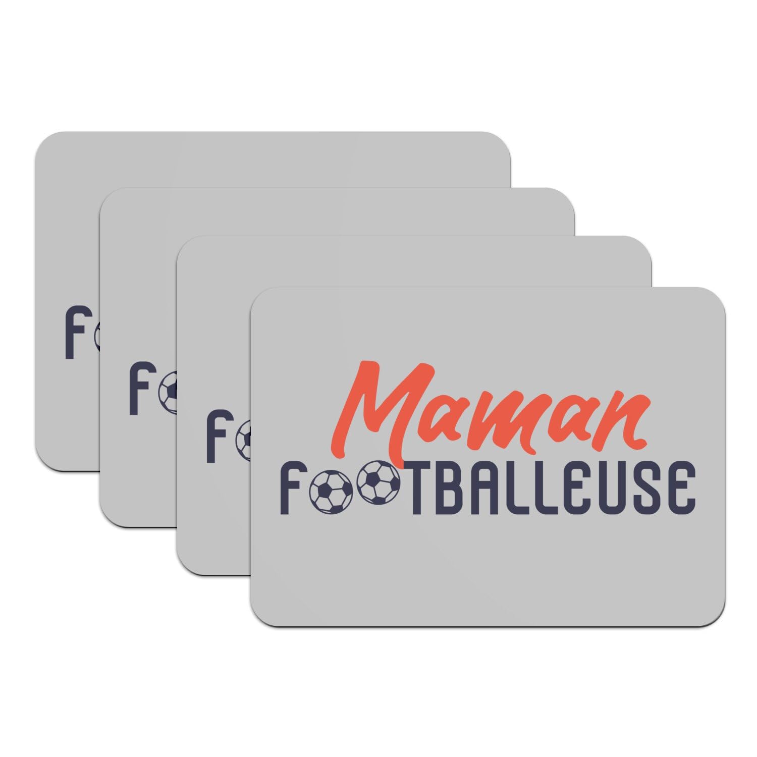Set de table footballeuse grand format x4 gris en caoutchouc pour maman