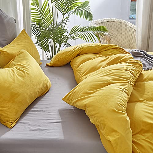 Pureant Mustard Yellow Velvet Comforters King Women Men Solid Turmeric Yellow Fluffy Bedding Comforters Adults Teens Plain Dark Yellow Plush Quilts Soft Winter Flannel Blankets Shaggy Crystal Bedding #TOP4