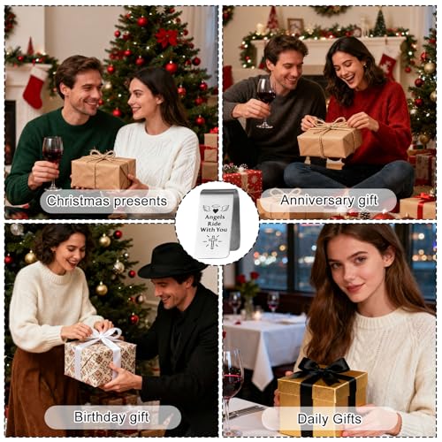 Image of Penitue Engraved Guardian Angel Car Visor Clip, Inspirational Car Visor Clip Driving Safe Accessories for Women Men Family Friend New Driver Gifts (Silver)