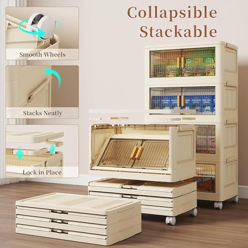 Image of YFXCVSL 𝟒 𝐏𝐀𝐂𝐊 Multi-Purpose Organizer | Modular Storage Rack for Clothes, Kitchen, Bedroom & Living Room | Stackable Rack, Space-Saving Wardrobe Cabinet - White