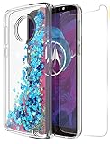 GORGCASE Moto G6 Case, Moto G 6th Generation Case with Screen Protector, Slim Girly Glitter Liquid Sparkle Clear TPU Cute Protective Cover for Girls Women Teen Motorola Moto G6 5.7 Inch 2018 Blue