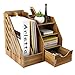 Organisateur de bureau en Bois Rangement de bureau DIY avec petit Tiroir Bac à courrier avec Porte-stylo Multifonctionnel Étagère de rangement Système de rangement pour livres Journaux et magazines