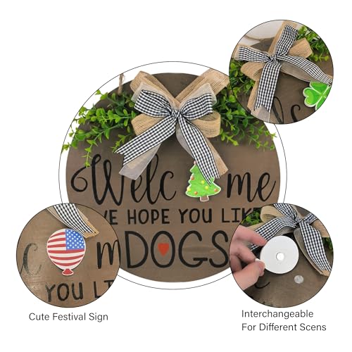 Interchangeable-Welcome-Wreath-Sign-for-Farmhouse-Front-Porch-Decor-Round-Wood-Wreaths-Wall-Hanging-We-Hope-You-Like-Dogs-Signs-All-Season-Outside-Front-Door-Wreath-for-New-Home-Gift-Ideas Interchangeable Welcome Wreath Sign for Farmhouse Front Porch Decor Round Wood Wreaths Wall Hanging We Hope You Like Dogs Signs All Season Outside Front Door Wreath for New Home Gift Ideas