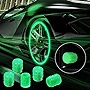Car Valve Stem Caps, 5 Pcs Universal Glow Car Tire Valve Caps Wheel Rim Dust Cover fits Cars, Trucks, Bikes, Motorcycles, Bicycles（Green）