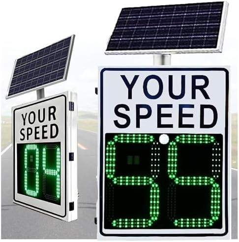Radar Speed Sign Solar Powered LED Display for Traffic Safety 24 x 35 Inches