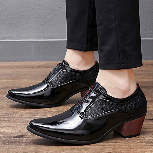 Dress Formal Shoes for Men Lace Up Round Toe Patent Leather Faux Leather Rubber Sole Resistant Non Slip Anti-Slip Block Heel Wedding4