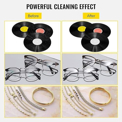 Record Cleaner 6L Vinyl Record Ultrasonics Cleaner, 180W Power Adjustable, 0-30 Min Timer, Automatic Rotary- Heating Function