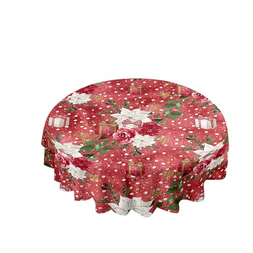 Hixingo Mantel Impermeable Redondo, Muérdago de Navidad Manteles Antimanchas Mantelerias Modernas para Decorativos Fiesta Jardin Cocina Comedor Restaurante (Diametro 180cm