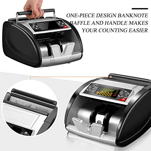 Nx-510 Business Grade Money Counter Machine With Counterfeit Bill Detector(Uv/Mg/Ir), Portable Bill Counting Machine With Led External Display, Hidden Handle, 6 Modes, Fast Count #TOP5