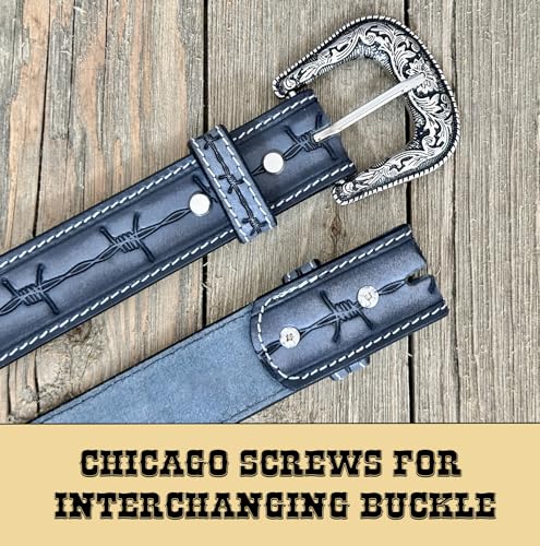 DANIEL'S ARTPLANET Men’s Western Leather Cowboy Belt Full Grain Leather Rodeo Belt with Buckle Tooled Engraved 1.5” Wide4