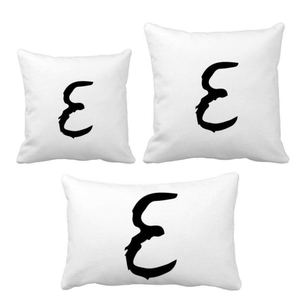 Housse de coussin alphabet grec Epsilon noir pour decoration canape et lit