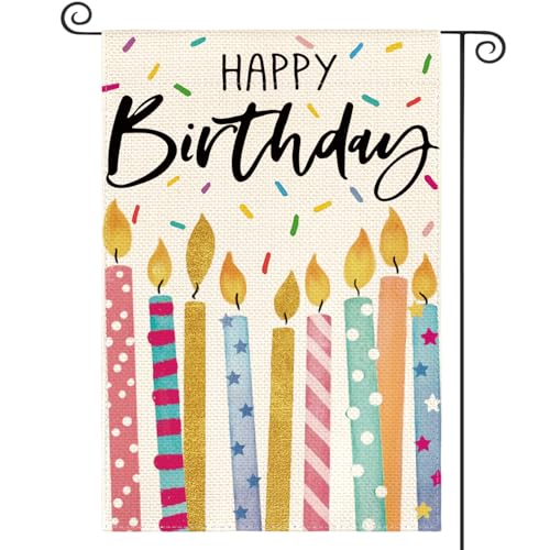 AVOIN colorlife Candles Happy Birthday Garden Flag 12x18 Inch