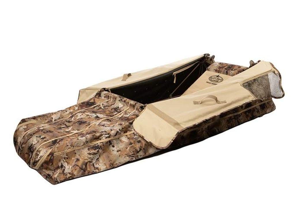 Rig'Em Right Waterfowl X-Factor Layout Blind Bird Hunting with No-Nonsense Durable Steel Frame, Multi-Layer Padded Backrest, and Roomy Interior (Gore Optifade Marsh Camo)