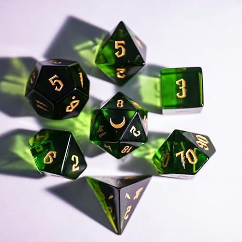 LANGWEI DND - Juego de dados poliédricos de peridoto verde DD gemas naturales de juego de rol para juegos de mesa TRPG DND Dungeons and Dragons Games