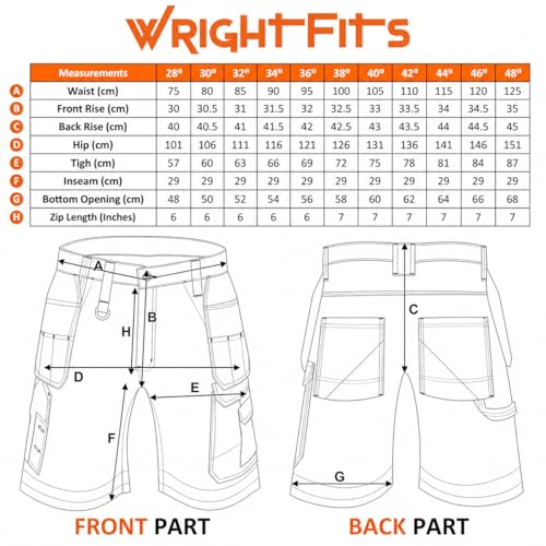 Short de travail triple couture WrightFits robuste cargo d'été anti déchirure