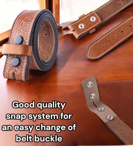 Image of F&L CLASSIC Western Belt without buckle for men - Full Grain Leather Cowboy Belts for jeans - One Piece Leather strap belt