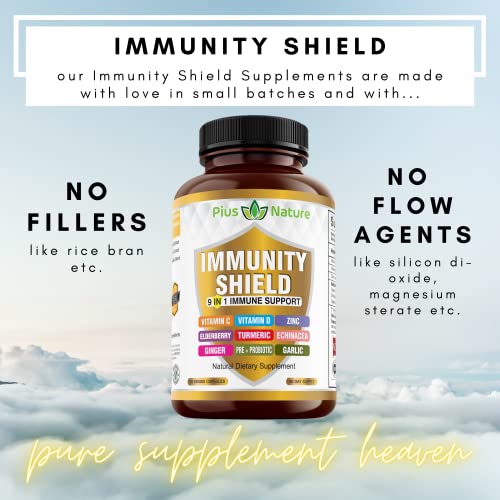 9-In-1 Immune Support Vitamin C (1000Mg), Vitamin D3 (5000 Iu), Zinc(22Mg) With Elderberry, Turmeric, Echinacea, Ginger, Garlic And Pre+Pro-Biotic Per Serving (120 Caps Per Bottle - 2 Month Supply) #TOP3