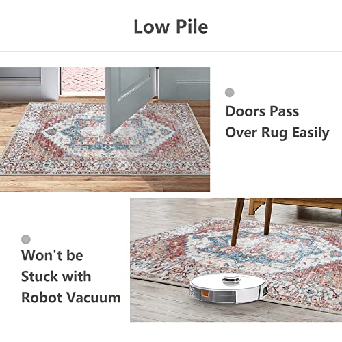 Yinlumy Boho Vintage Runner Rug, 2X6 Persian Indoor Washable Rug Stain Resistant Hallway Rug Runner Low Pile Non Slip Floor Carpet For Bathroom Entryway Kitchen Laundry Room Bedroom #TOP3