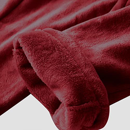 Mcniag Coral Fleece Pajama Pants For Women Winter Warm Sport Pants Flannel Wide Mouth Trousers Loose Thick Plush Home Pajamas Wine #TOP4