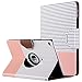 iPad Air 2 Case, ULAK 360 Degrees Rotating Stand Case Synthetic Leather Cover for Apple iPad Air 2 (2014 Release) With Automatic Wake/Sleep Function-Rose Gold/Minimal Stripes