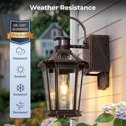 Image of Gleamz Motion Sensor Outdoor Wall Light with GFCI Outlet, Oil-Rubbed Bronze
