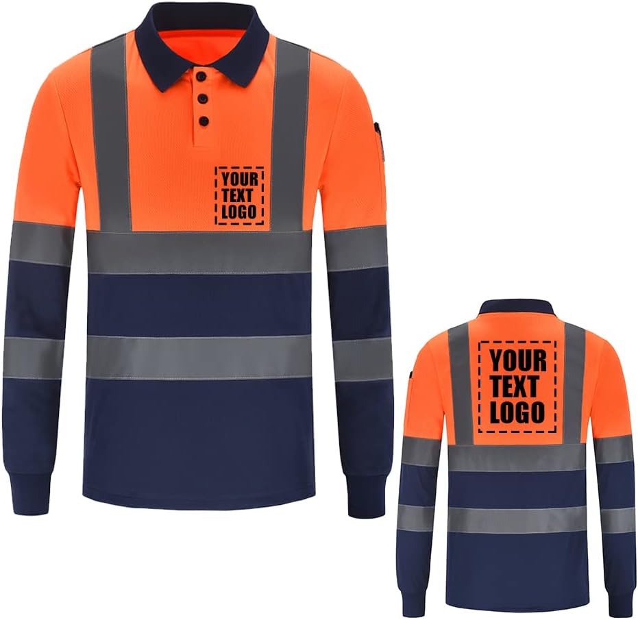 A-SAFETY High Visibility Safety Customize Logo Long Sleev Polo Work Shirt