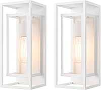 Vista 16 de mirrea Aplique de pared clásico para exteriores de 14 pulgadas, 1 luz en negro mate, marco de metal rectangular y pantalla de vidrio transparente