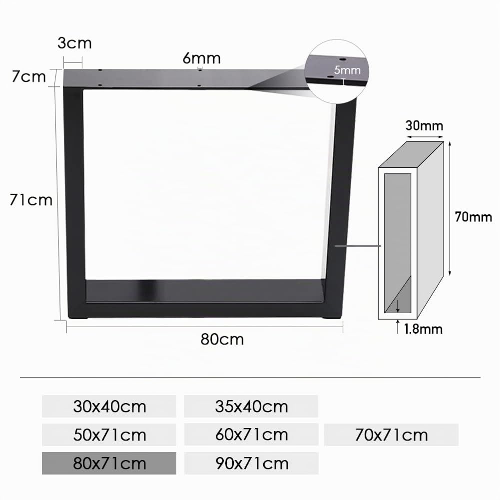 Gambe da Tavolo, 2 Pezzi Struttura Tavolo, Strutture Quadrate Stile Industriale DIY per Tavoli da Caffè, Tavoli Soggiorno, Mobili, Gambe in Metallo per Piano di Lavoro, Quadrato L80 cm X H71 cm