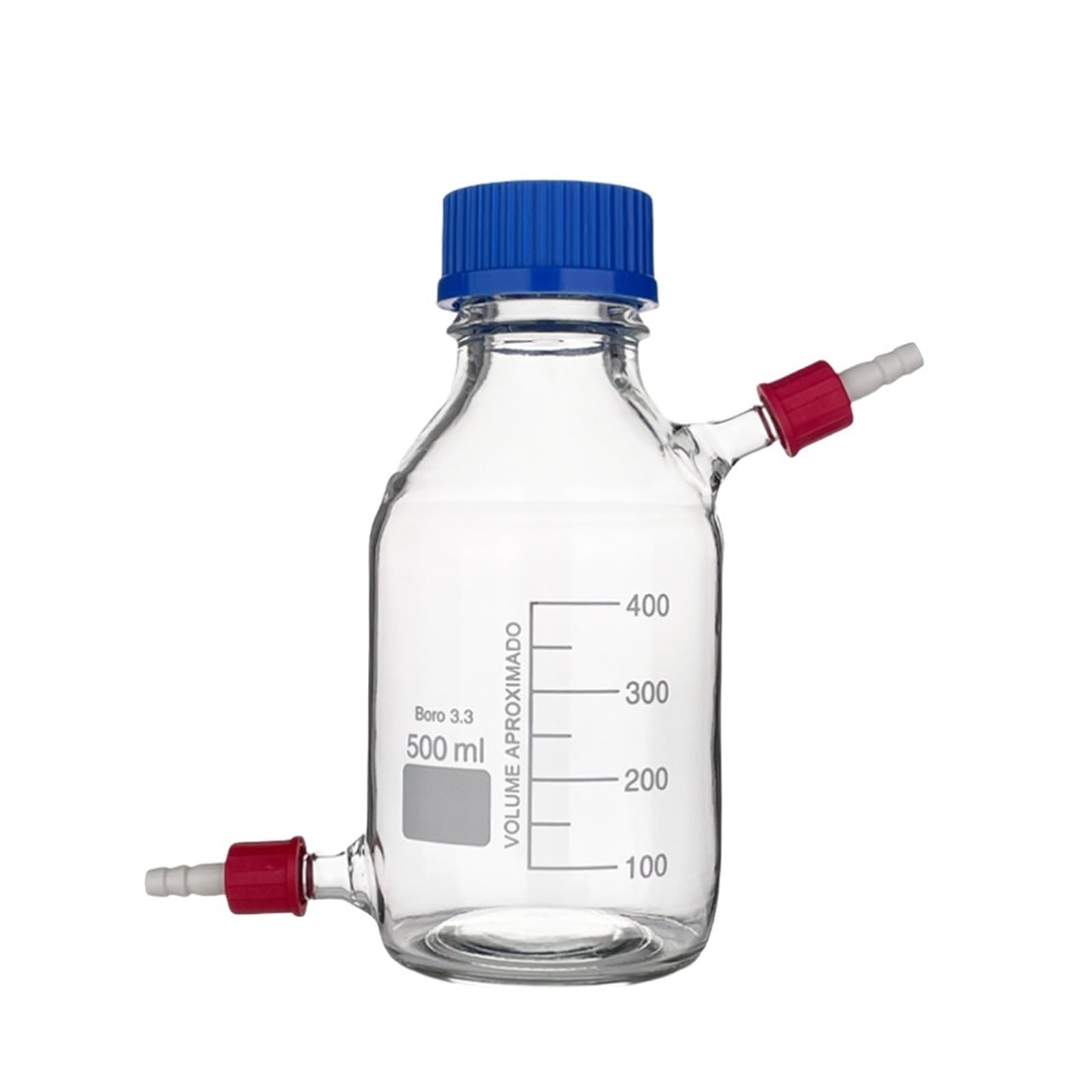 Frasco biológico de vidrio de borosilicato de alta calidad, 100-2000 ml, con tapón de rosca. for uso en laboratorio e industria. Incluye alimentación y muestreo. Material de vidrio Boro3.3.(2000ML)
