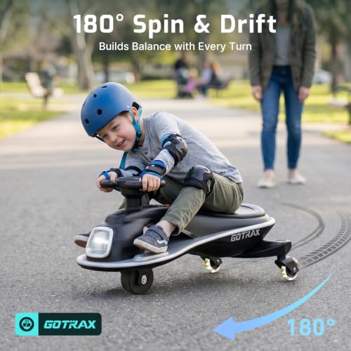 Image of Gotrax Electric Wiggle Car for Kids 3-8, 12V Battery for 120Min w /Bluetooth | Safe Lead-acid Battery, Quiet & Powerful Brushless Motor,Music Speaker,Battery Display, Max 132lbs Load,Gift for Girls,Black