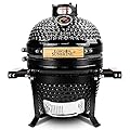 London Sunshine Ceramic BBQ Charcoal Kamado Grill 13 inch Portable Tabletop BBQ Grill Black