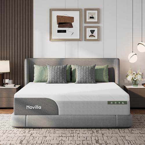 Novilla 14 Inch King Size Mattress, Gel King Memory Foam Mattress in a Box with Cool-Touch Nylon Cover for Cooling Night Sleep, Pain Relief & Spinal Support with Comfort Foam, CertiPUR-US Certified