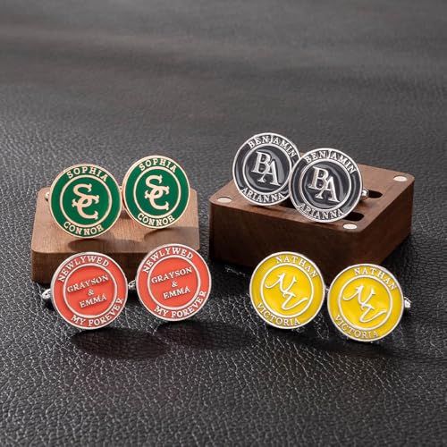 Mancuernillas personalizadas para hombre con caja esmalte colorido miniatura 6