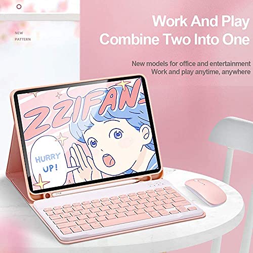 AnMengXinLing Lovely Keyboard Case for iPad 9th/8th/7th Generation with Mouse,Case for iPad9 iPad8 iPad7 10.2 inch with Pencil Holder and Deatachable Keyboard Mouse, Pink by AnMengXinLing - Used condition - Image 2