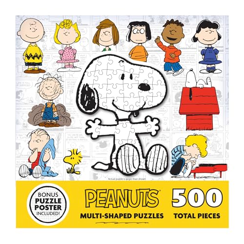 RoseArt Peanuts Jigsaw Puzzle Set – 12 Individually Shaped Mini Puzzles Featuring Beloved Characters | Includes Bonus Poster – Adult & Family Fun