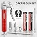 KRETLAW Mini Grease Gun (3000PSI) with Double 3oz Cartridge Grease and 12'' Flex Hose, Reinforced Coupler for Automotive, Red