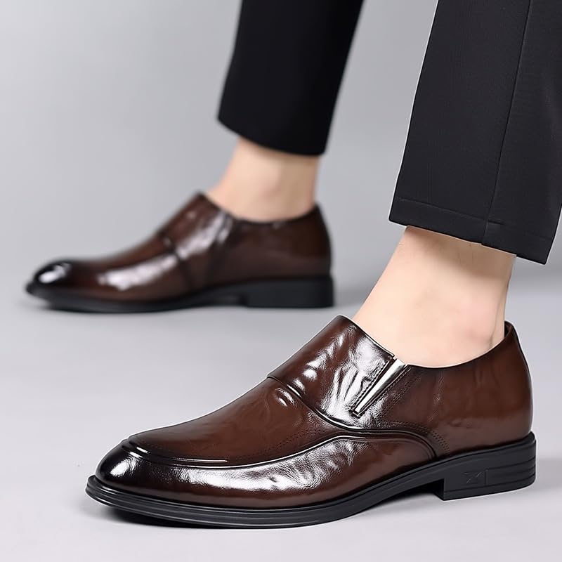 Men's Slip On Leather Shoes Business Formal Fashion Comfortable Breathable Anti-Slip Wear-Resistant Shoes Lightweight Pointed Toe Men4